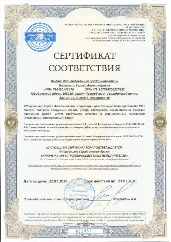 Реестр добросовестных исполнителей в Севастополя